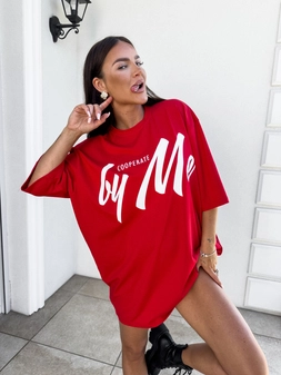 Tuniko sukienka t-shirt COLA - czerwona