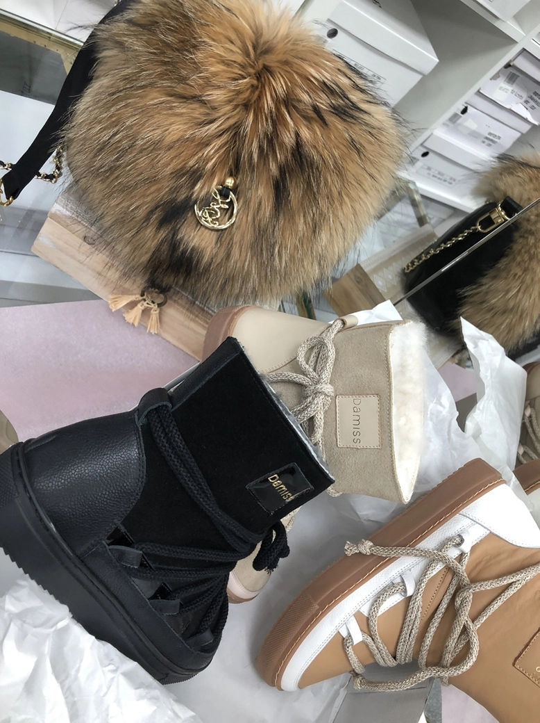 Buty emu śniegowce skórzane zamszowe z ozdobnym wiązaniem camel I514