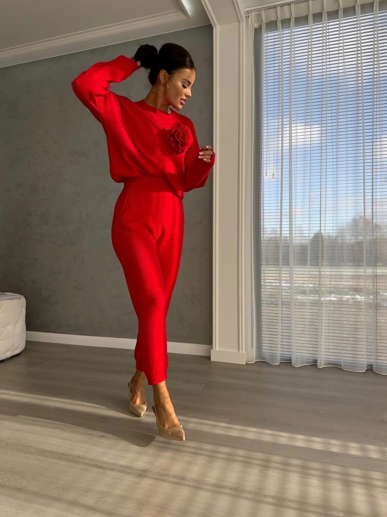 Komplet DELANI LONG – czerwony N19018