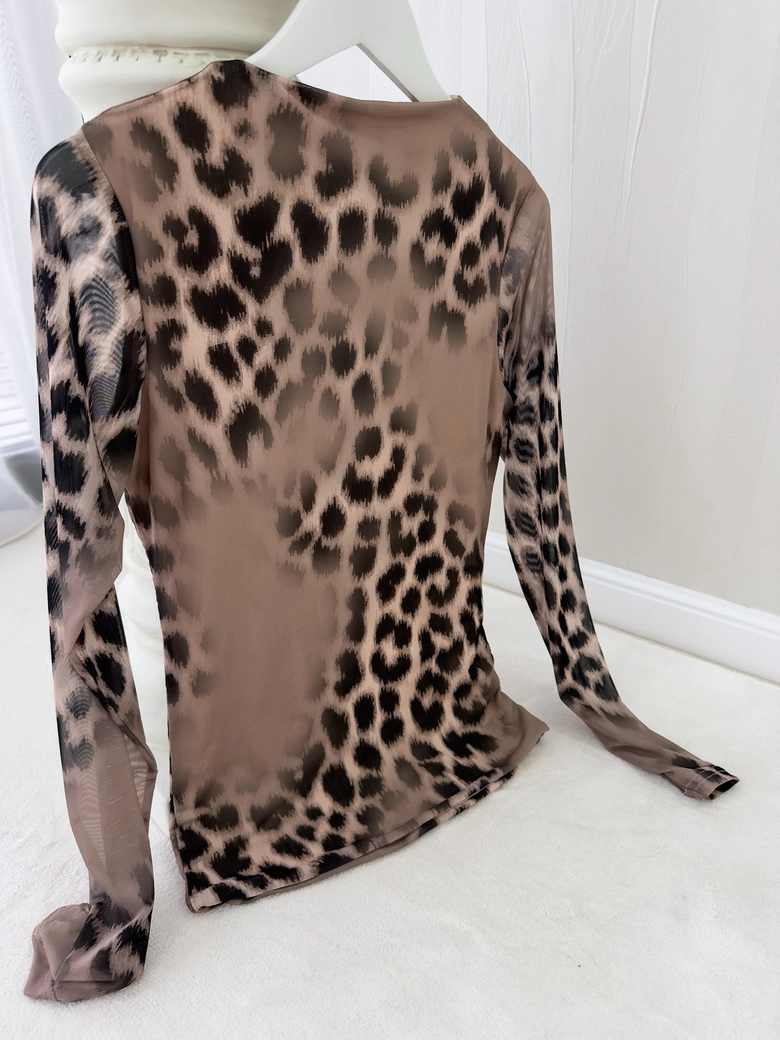 Bluzka SKIN transparent gepard – beżowa C19202