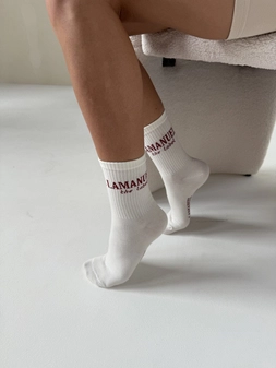 Skarpety LABEL ecru/bordo