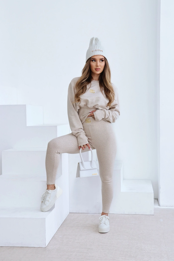 Legginsy damskie BG Goddess | beż melanż