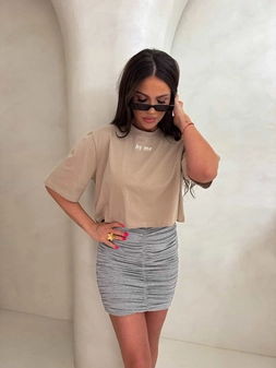 T-shirt pudełkowy ALLO - beżowy