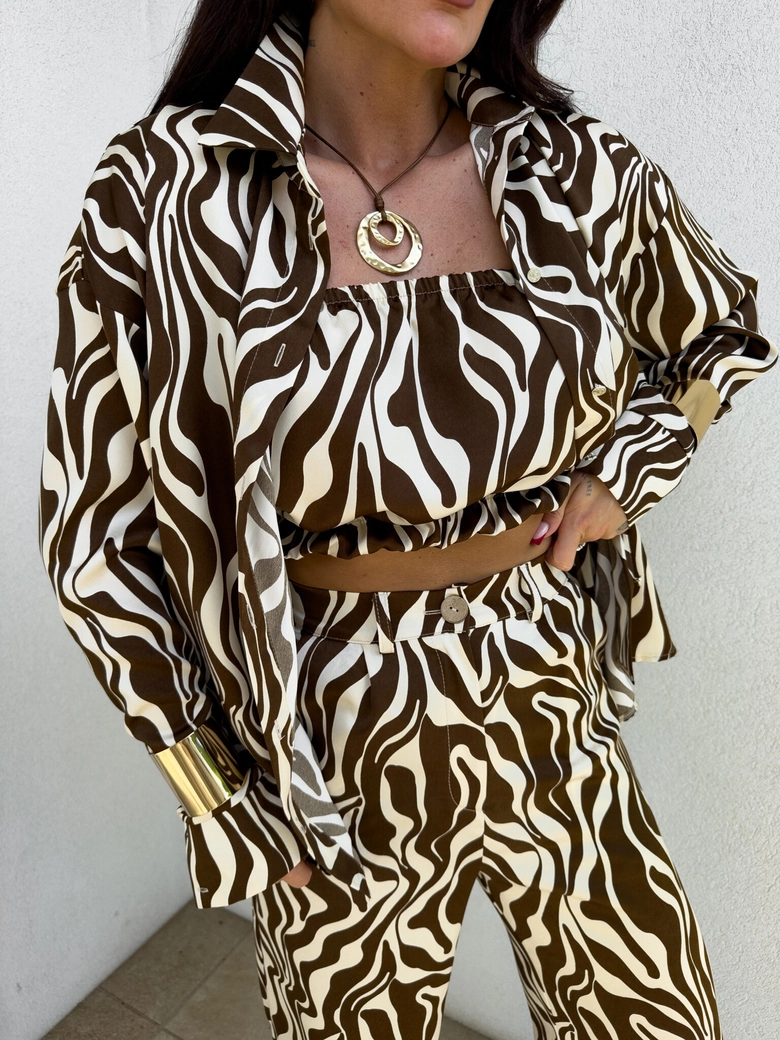 Komplet LAURENT zebra – czekoladowa