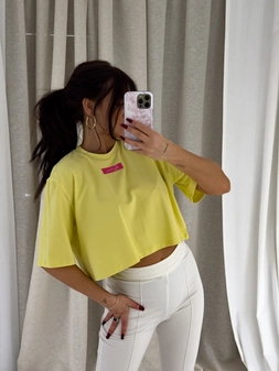 T-shirt pudełkowy MINIMAL - cytrynowy