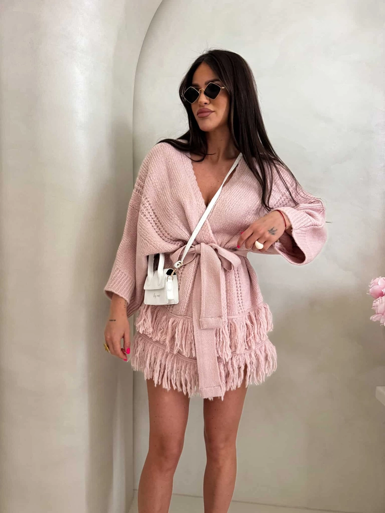 Kardigan ORIANA - pudrowy róż