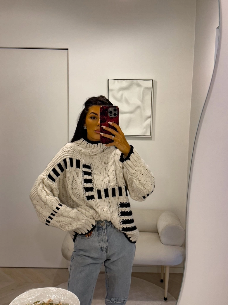 Sweter golf TRAIN – ecru