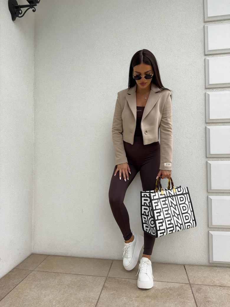 Marynarka dresowa SLIM - ciemny beż