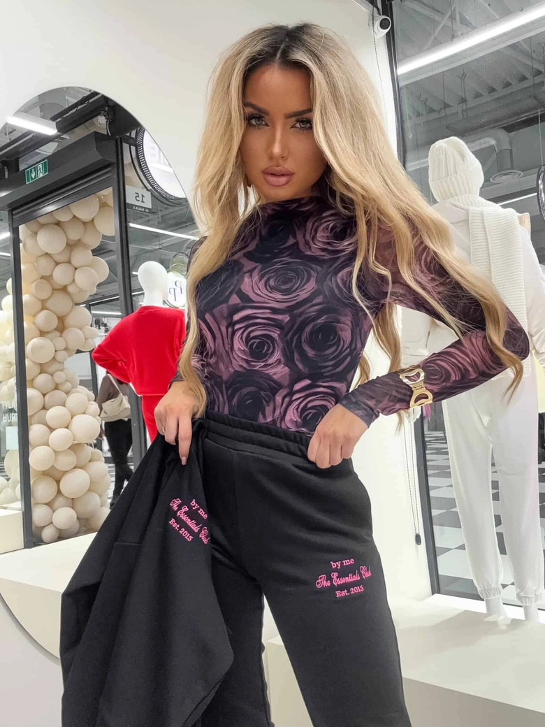 Bluzka SKIN transparent print rose – brudny róż