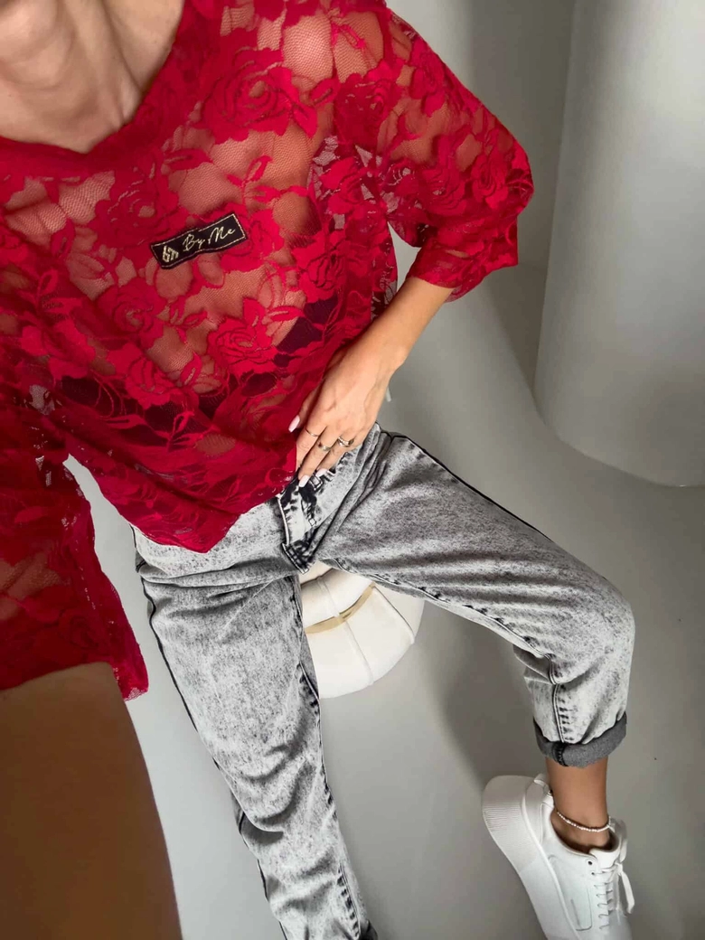 Bluzka MARMARIS II koronka new - czerwona