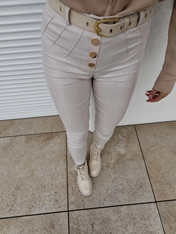 Spodnie woskowane KARL - ivory T17739