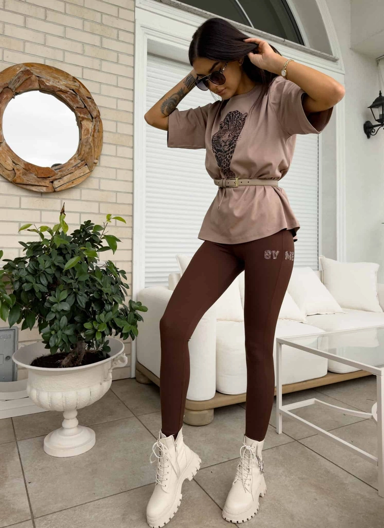 T-SHIRT MEDIUM TIGER - mokka