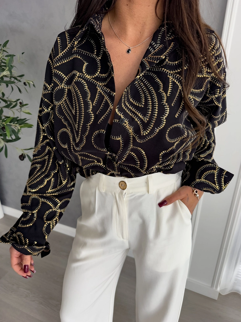 Koszula OVER GOLD SPRING – czarno-złota