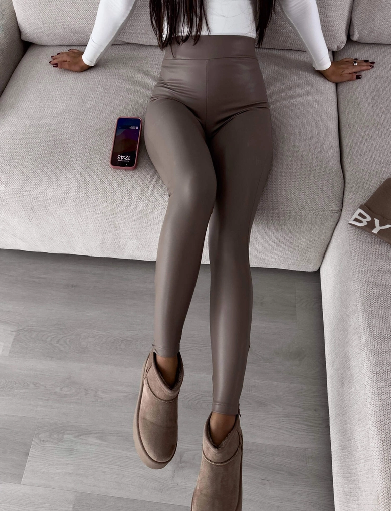 Legginsy LEATHER - mokka