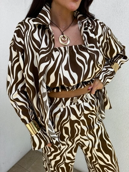 Komplet LAURENT zebra – czekoladowa