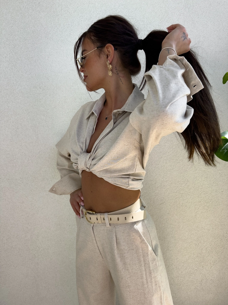 Spodnie SIMPLE natural - szaro-beż