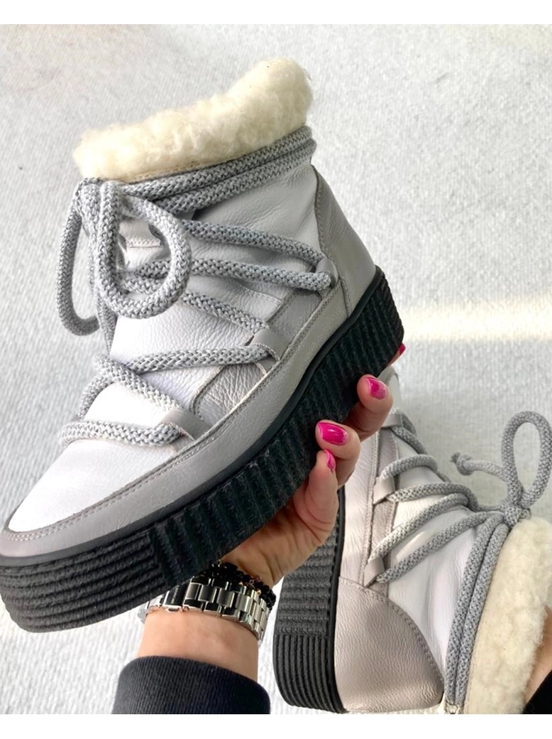 Śniegowce biało szare z wiązaniem I520