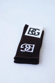 Skarpety BG Login | czekolada - biały