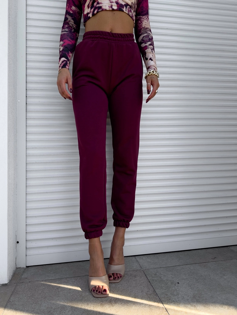 Spodnie JOGGERY – bordowe T17686