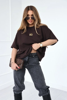 T-Shirt damski BG Goldi | gorzka czekolada