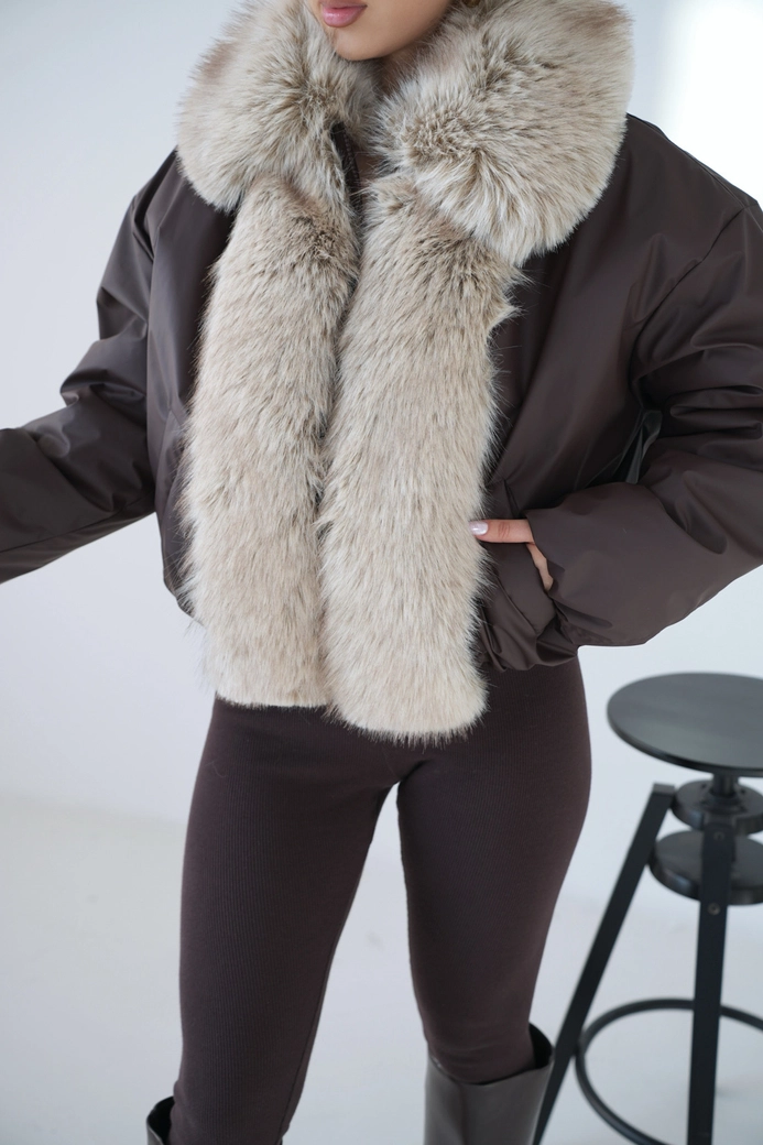 Kurtka damska BG Luxury | gorzka czekolada