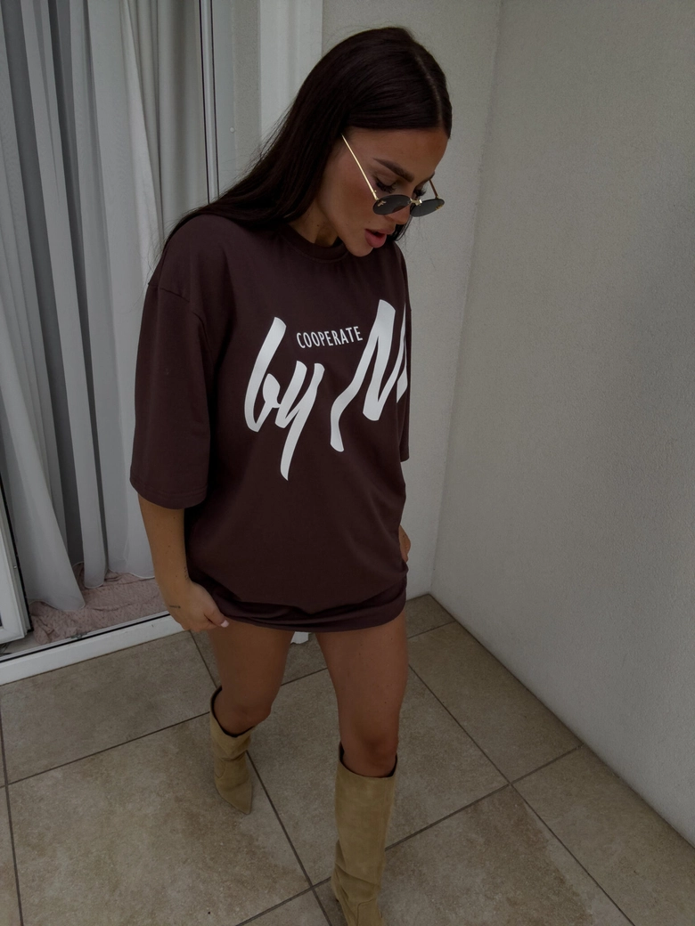 Tuniko sukienka t-shirt COLA - czekoladowa