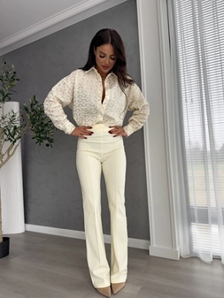 Spodnie DZWONY - waniliowe