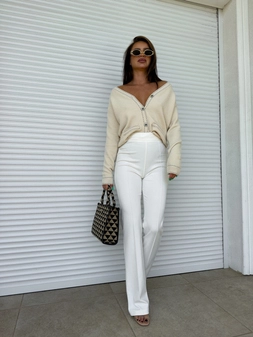 Spodnie DZWONY - ecru T16783