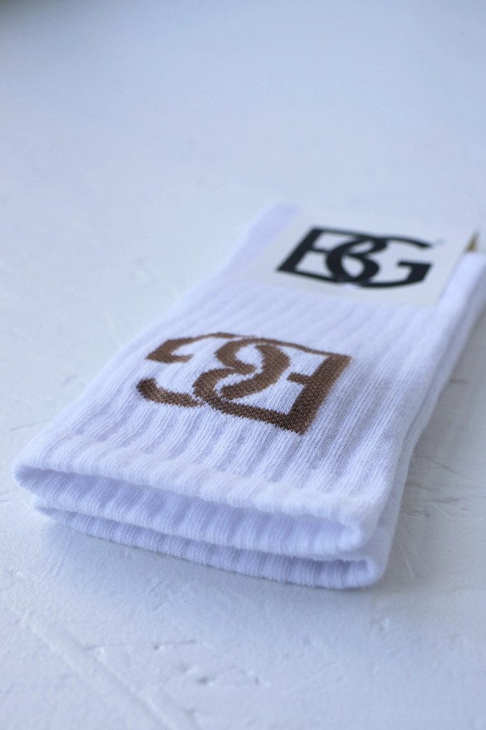 Skarpety BG Login | biały - beż