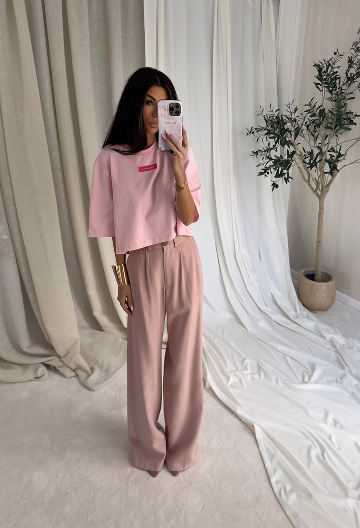 Spodnie SIMPLE wiskoza - brudny róż