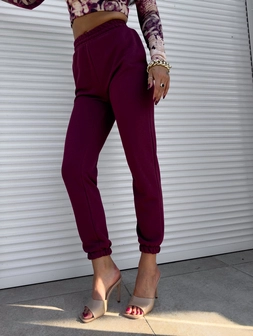 Spodnie JOGGERY – bordowe T17686