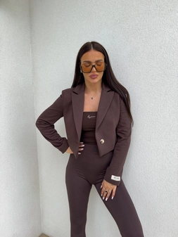 Marynarka dresowa SLIM - czekoladowa