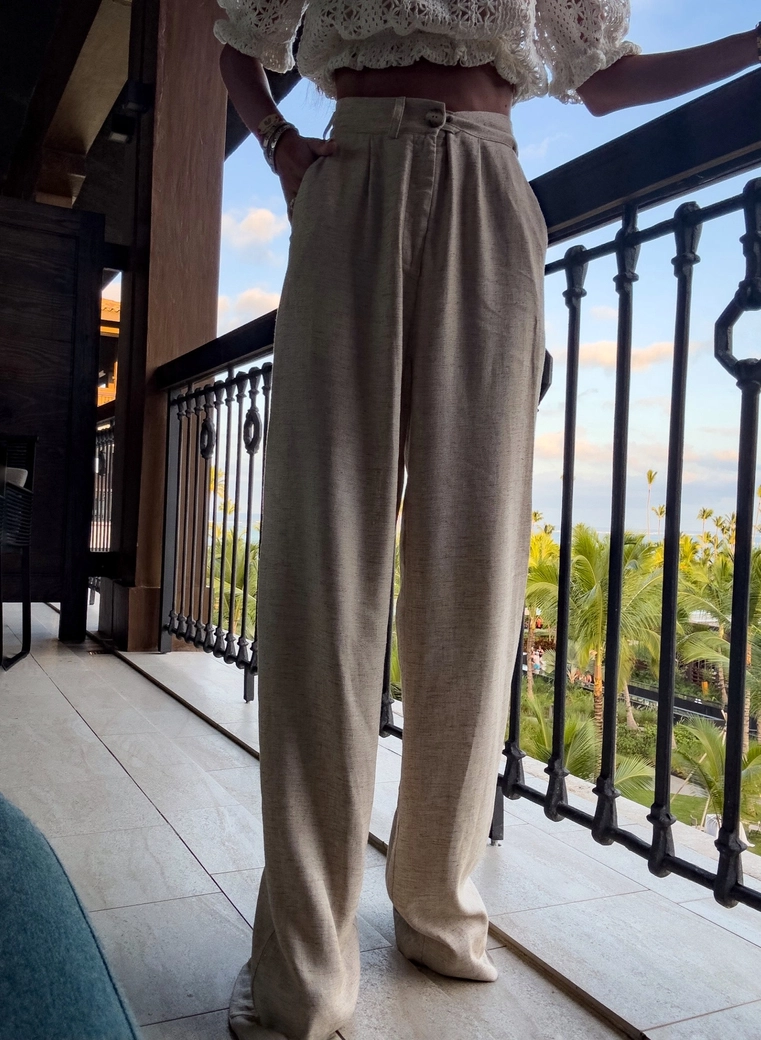 Spodnie SIMPLE natural - szaro-beż