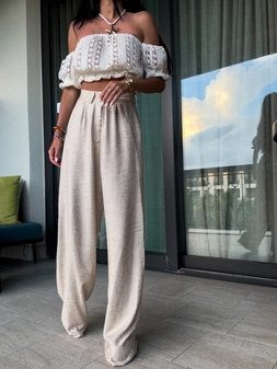 Spodnie SIMPLE natural - szaro-beż