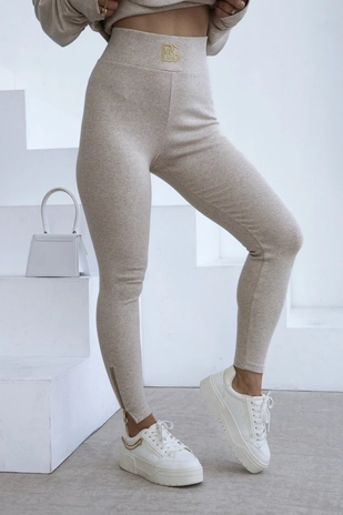 Legginsy damskie BG Goddess | beż melanż