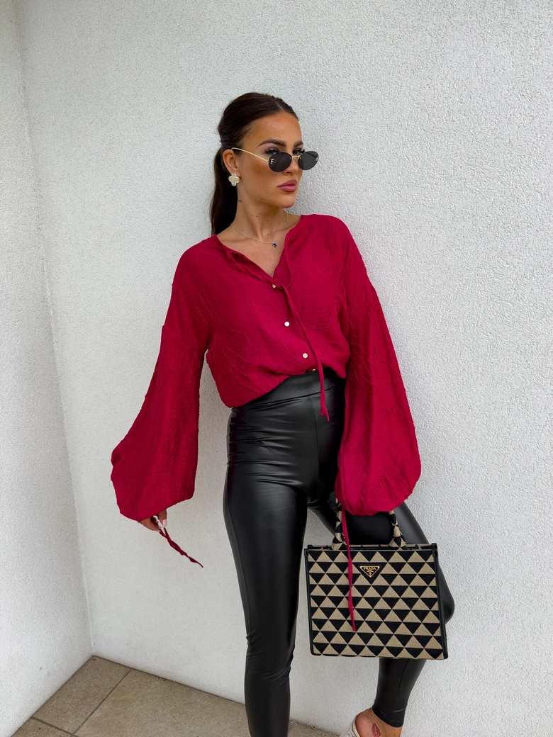 Bluzka BOHO wiskoza - czerwona