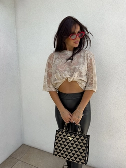 Bluzka T-shirt MARMARIS II koronka sun - jasny beż