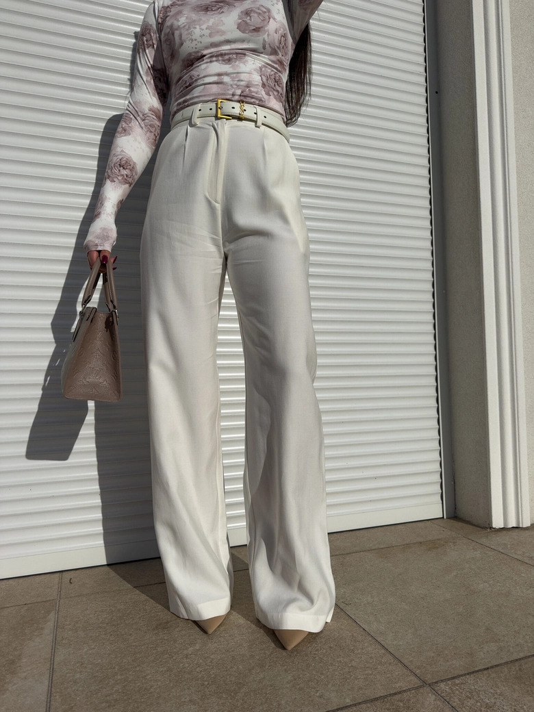 Spodnie SIMPLE wiskoza - ecru