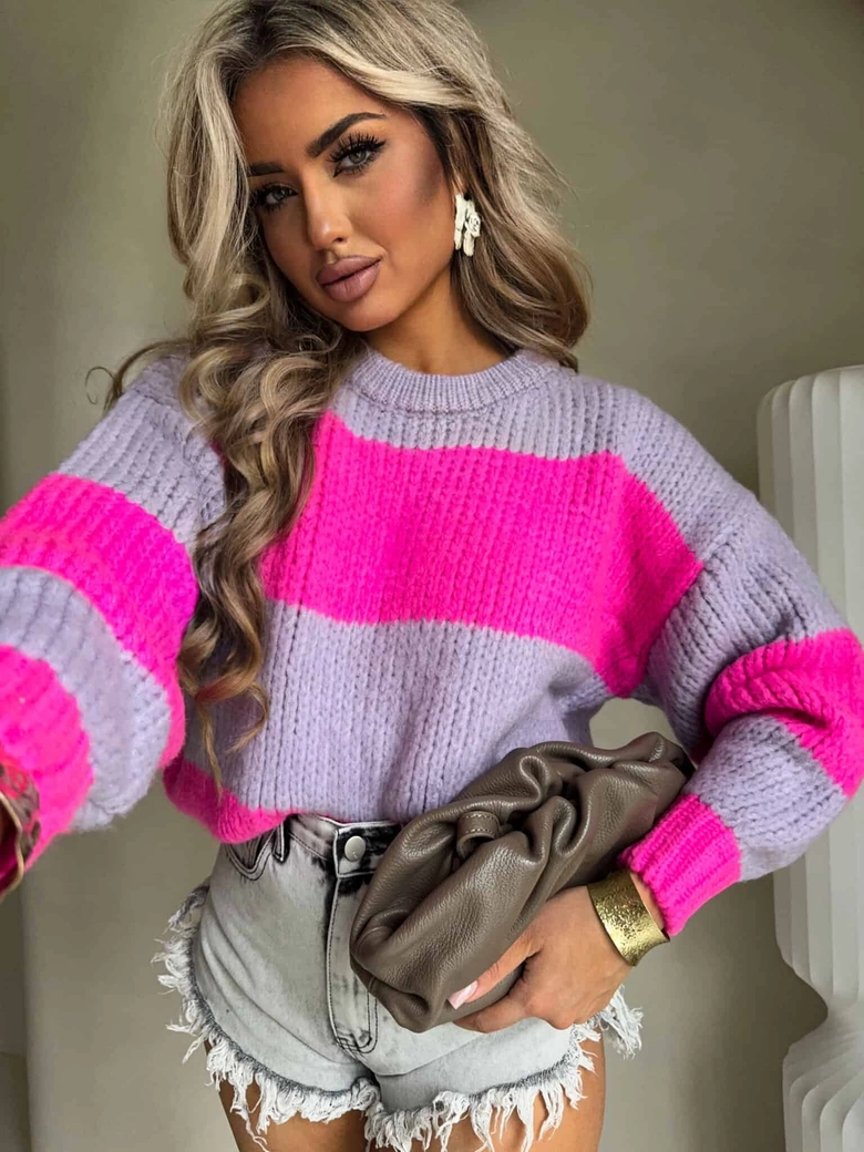 Sweter LEGEND pasy – lila-fuksja