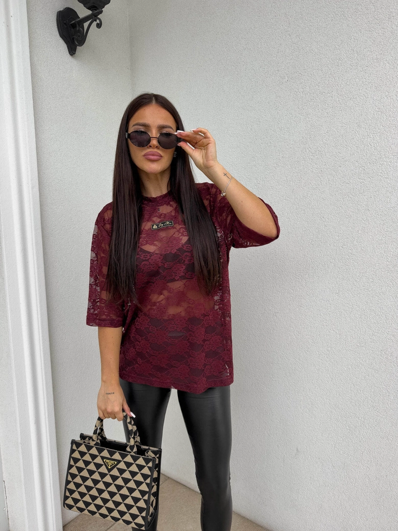 Bluzka MARMARIS II koronka new - bordowa
