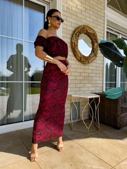 Komplet CATALINA print roses – wino