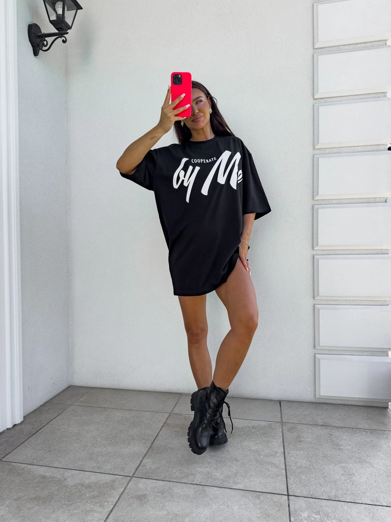 Tuniko sukienka t-shirt COLA - czarna