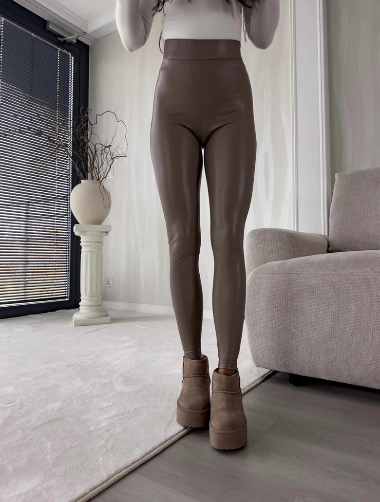 Legginsy LEATHER - mokka