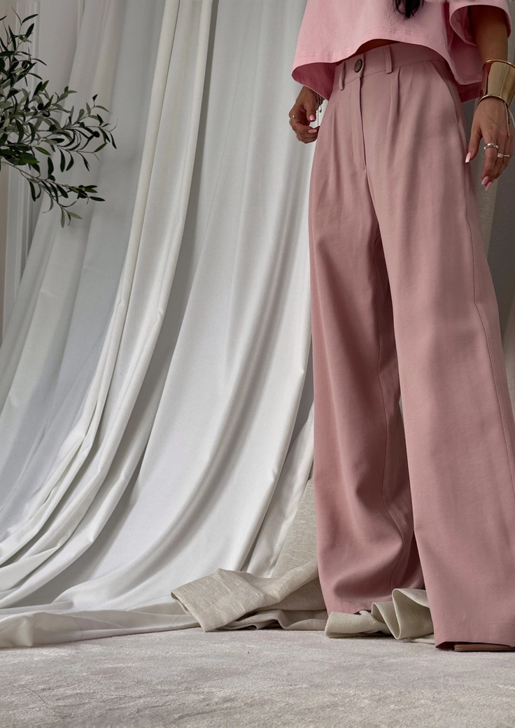 Spodnie SIMPLE wiskoza - brudny róż