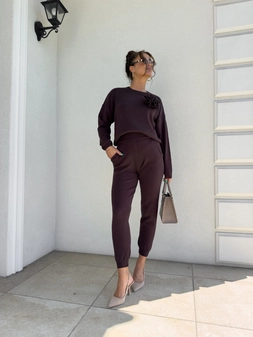 Komplet DELANI LONG – czekoladowy N18337