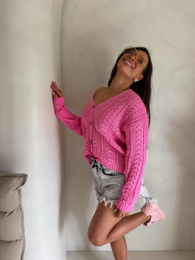 Sweter WOOD – ciemny róż