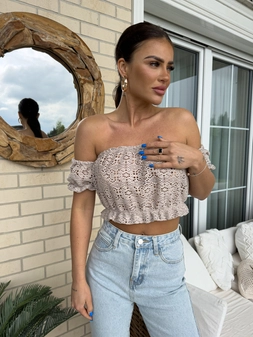 Bluzka Hiszpanka CARLITA - mokka