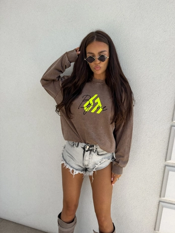 Dekatyzowana bluza MONETTE - ciemny beż