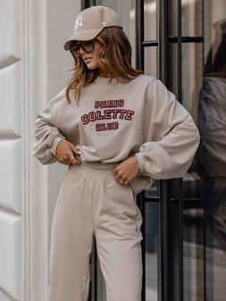 Spodnie dresowe ze ściągaczem beżowe By You T17069