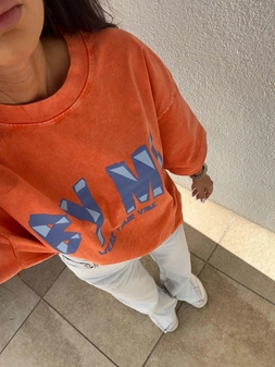 Dekatyzowany t-shirt BALEN - pomarańczowy